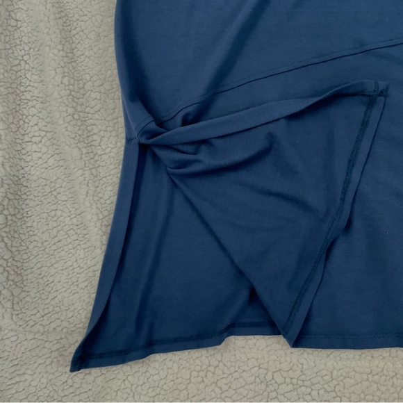 Eileen Fisher XL Neptune Stretch Jersey Asymmetric Tunic Top 3/4 Sleeve Blue - Picture 6 of 12